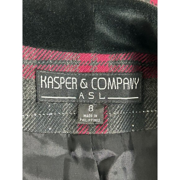 Kasper & Company ASL Vintage Wool Plaid Button Up Blazer Suit Jacket - Sz 8 - Picture 6 of 7